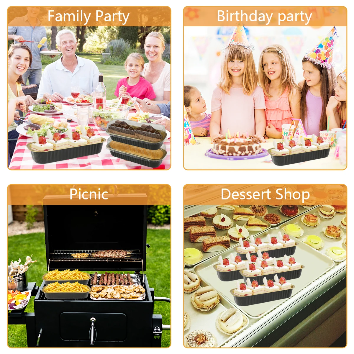 150Pcs/50sets Loaf Pans with Lids and Spoons Rectangle Aluminum Foil Baking Pans With Sticker Mini Bread Containers Muffin Tins