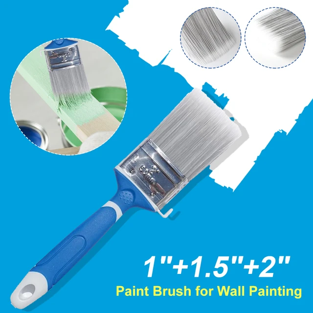 Flat-Cut Polyester Paint Brush with Wooden Handle - 1.5 Inches