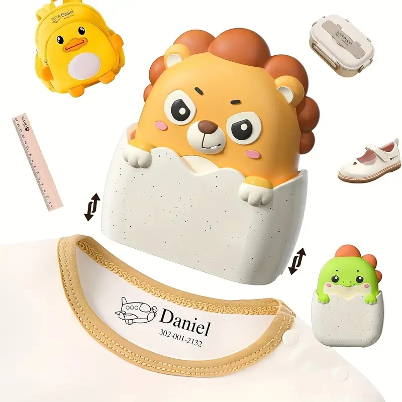 Name Stamp Personalized Waterproof Name Stamps for Kids PE Material Rectangular Shape English Text for School Uniforms Washable