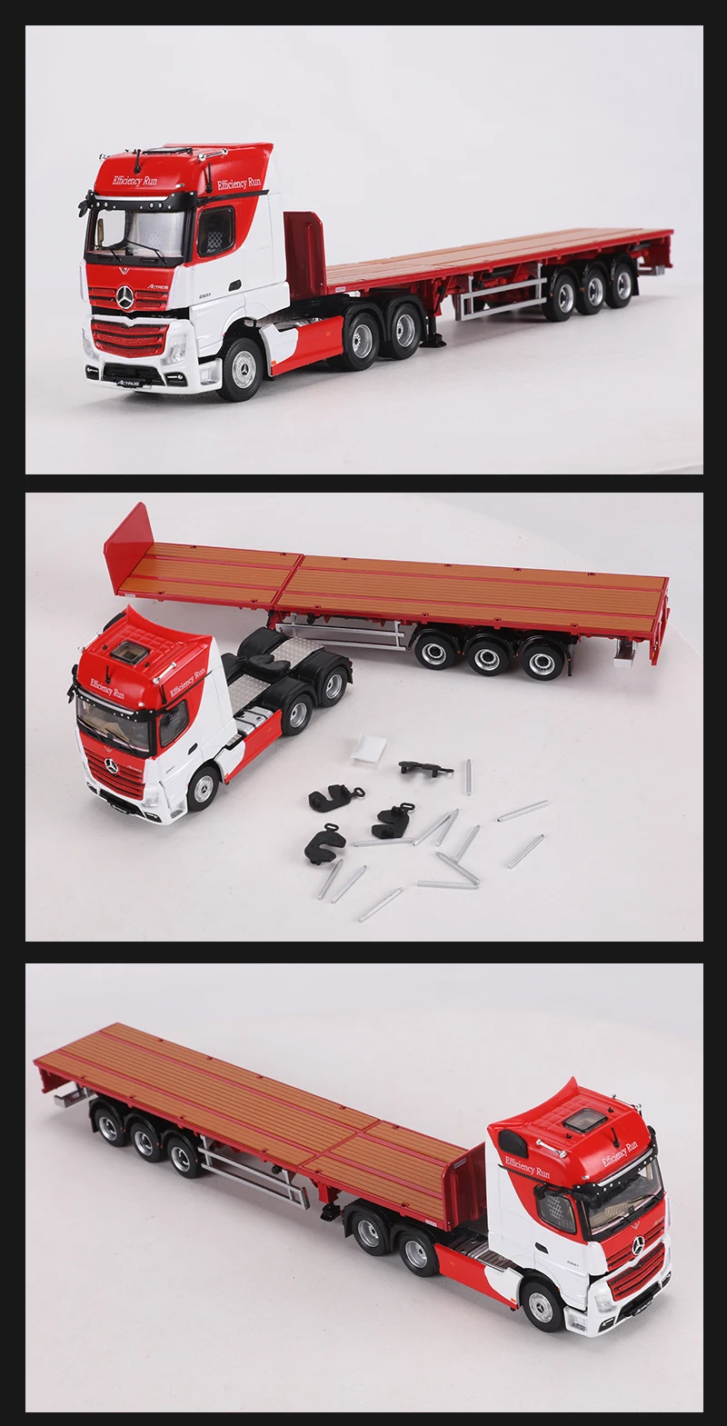 Pre-sale GCD 1:64 ACTROS GIGASPACE 6*2 Sattelzugmaschine & Scalable Trailer Alloy Mode Car 