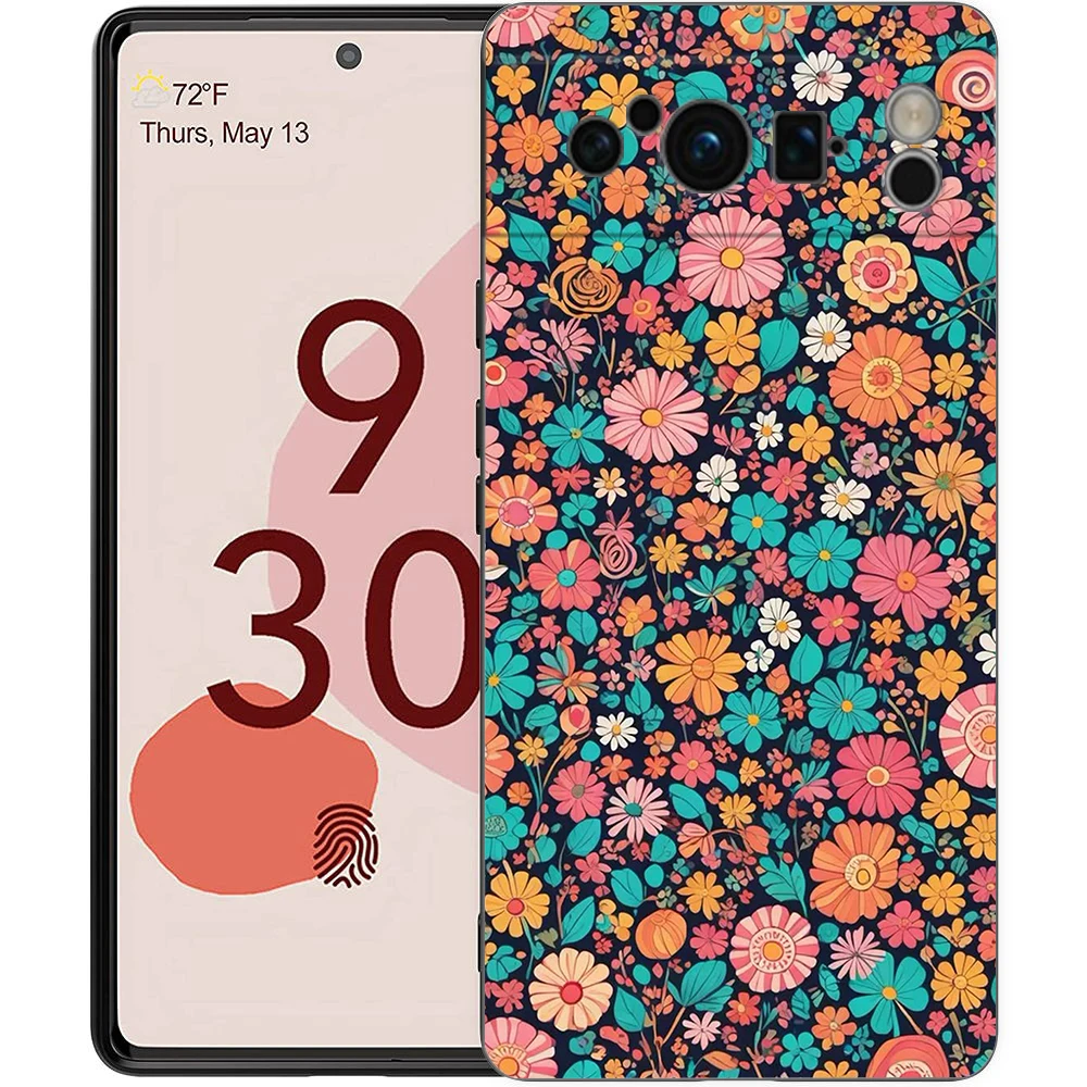 Elegant Floral Art Black Soft TPU Phone Case - Luxury Back Cover