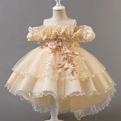 Charming Pink Flower Girl Tulle Dress - Elegant Party & Special Occasion Wear - 6Y (130cm) (Champagane)
