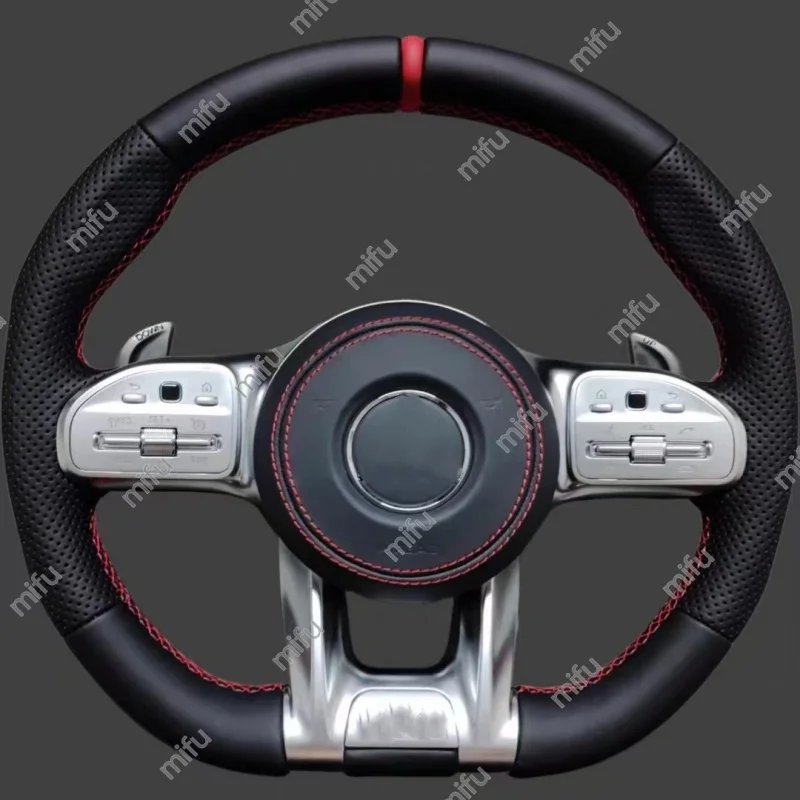 메르세데스 AMG 카본 파이버 A180 A200 B200 B220 C200 C260 E300 E200 GLA GLB GLC GLE GLK300 가죽 스티어링 휠