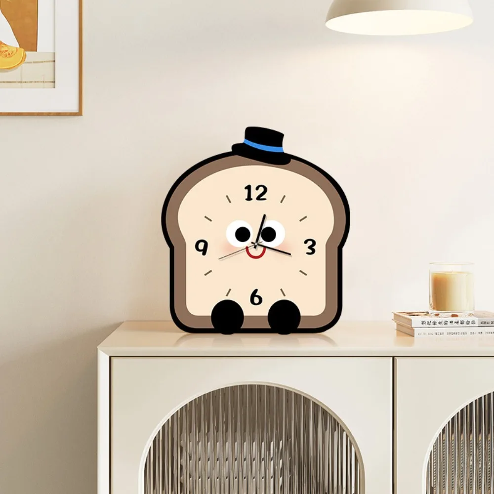 Home Ornaments Cream Style Tabletop Clock Exquisite Portable Desk Clock Battery Operated Cartoon Bedside Table Clock Bedroom