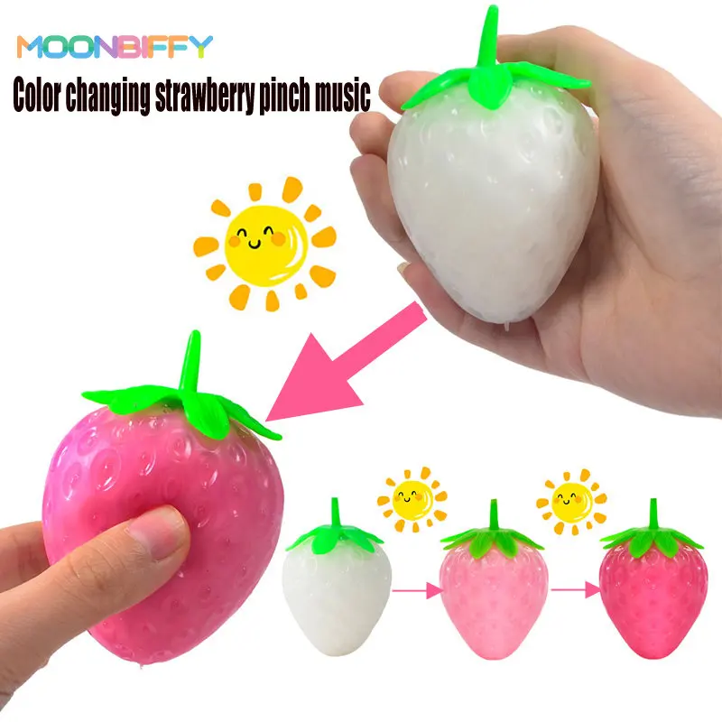 

Cute Color-changing Strawberry Stress Toys Fruit Decompression Strawberry Anti-stress Vent Toys for Kids Adults Gifts 감압 완구
