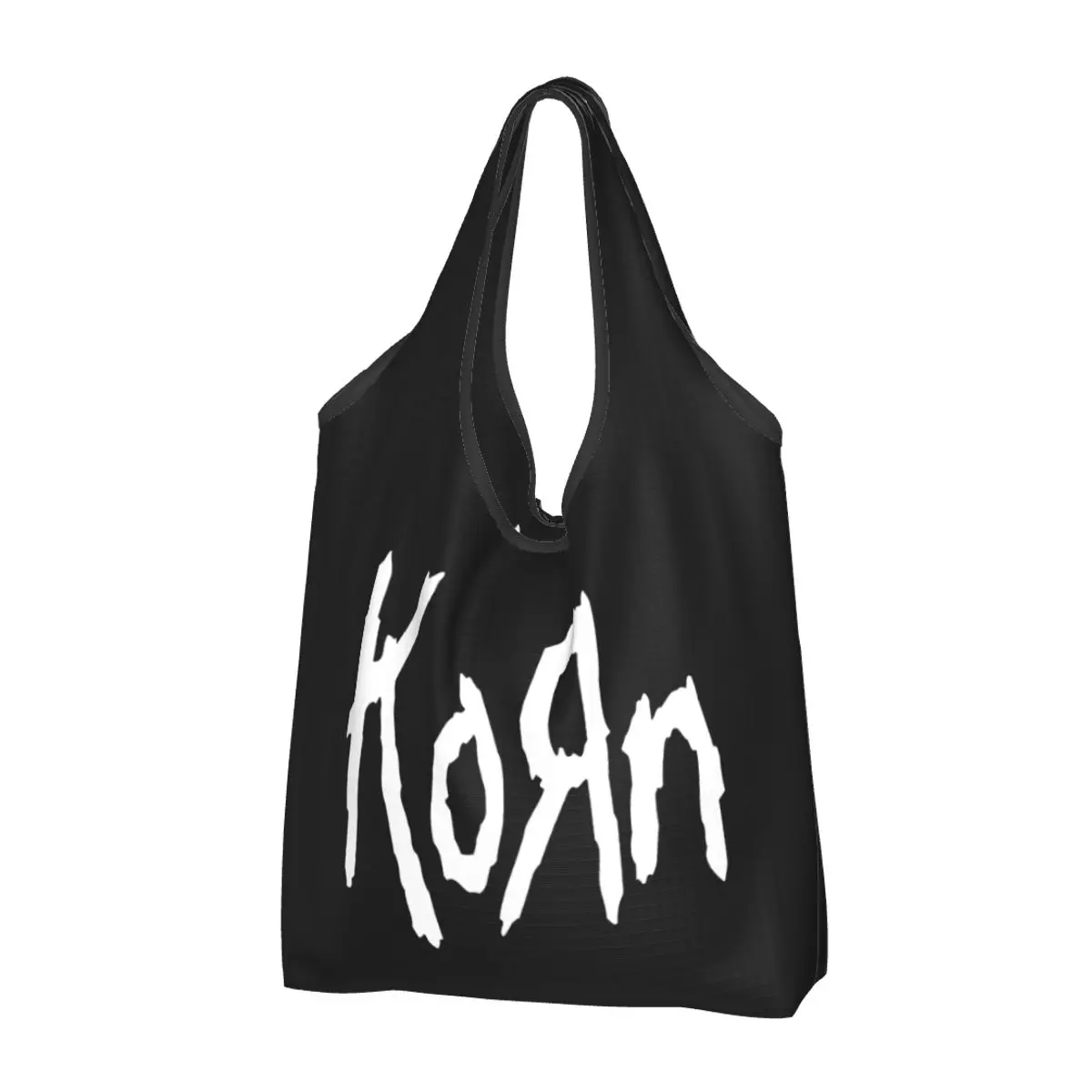 

Reusable Korn Band Logo Shopping Bags for Groceries Foldable Nu Metal Grocery Bags Washable Large Tote Bags