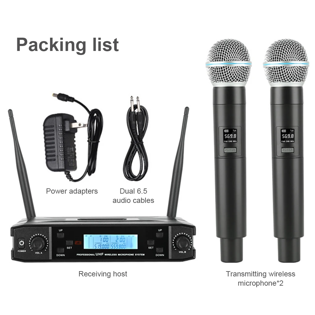 2 Pieces Wireless Dynamic Microphone Bar Club Party Home