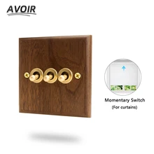 

Avoir Black Walnut Wall Light Switch Solid Wood Electrical Socket With Usb Windows Shutter Curtain Switch Led Dimmer Brightness