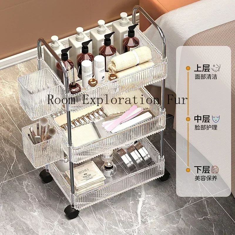 Hairdresser Beauty Salon Trolley Salon Rolling Cosmetic Acrylic Tattoo Trolley Spa Nails Carrito Auxiliar Furniture WKST