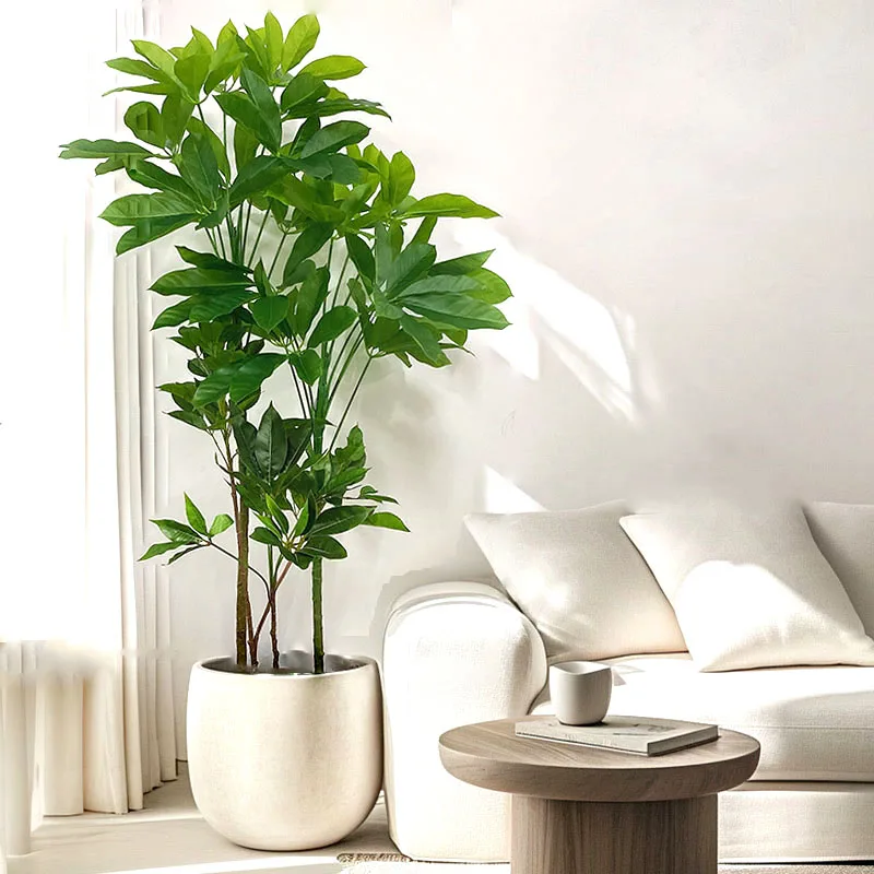 Большой искусственный пахира, растения, тропический пластик, искусственный на ощупь, листья пахиры для дома, магазина, офиса, украшение для вечеринки, 63 дюйма Большой искусственный пахира, растения, тропический пластик, искусственный на ощупь, листья пахиры для дома, магазина, офиса, украшение для вечеринки, 63 дюйма