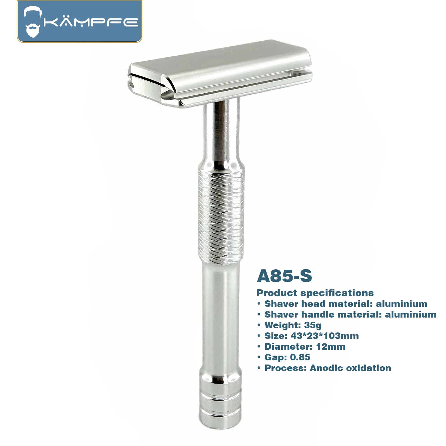 Kampfe CNC machining manual safety shaver with 5 spare razor blades, hair salon tools, men's gifts, women's shaving knives