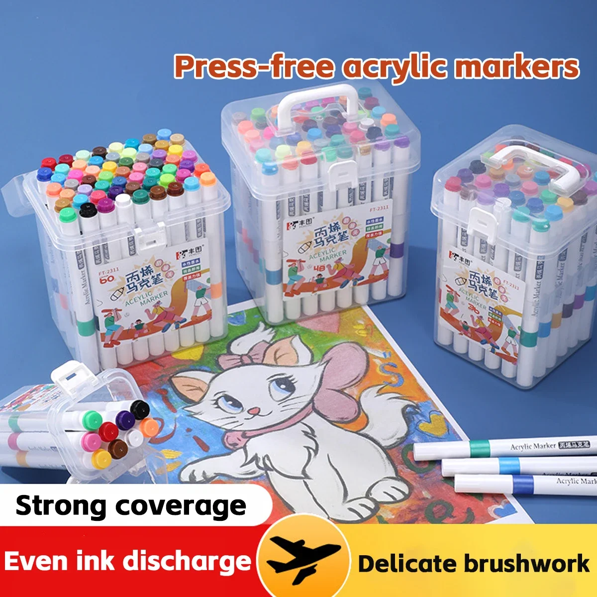 36/48/60 Color Marker Pen Waterproof Single Head Acrylic Pen Art  Painting Graffiti Watercolor Pen Korean Stationery Supplies 2