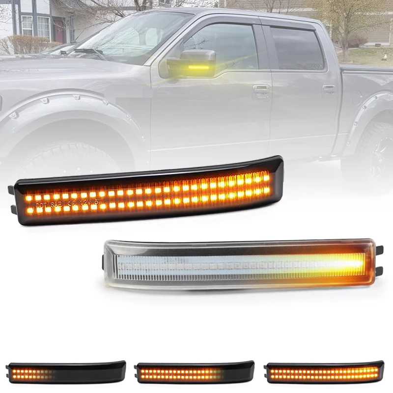 

Для Ford F150 F-150 2009-2014 Raptor SVT 2010-2014 Светодиодный лампа для бокового зеркала Янтарная боковая задняя подсветка динамический сигнал поворота