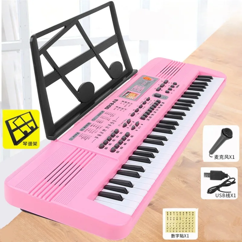 61-Key Electronic Keyboard with Microphone Multifunctional, Battery/USB Powered, Educational Musical Instrument for Beginners