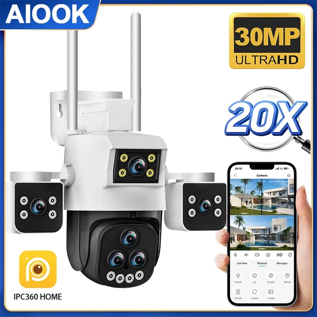 AIOOK WiFi Camera 20x Zoom HD 30MP Outdoor Camera Waterproof Night Vision Two-way Intercom IPC360 HOME IP Camera Mobile Tracking 1