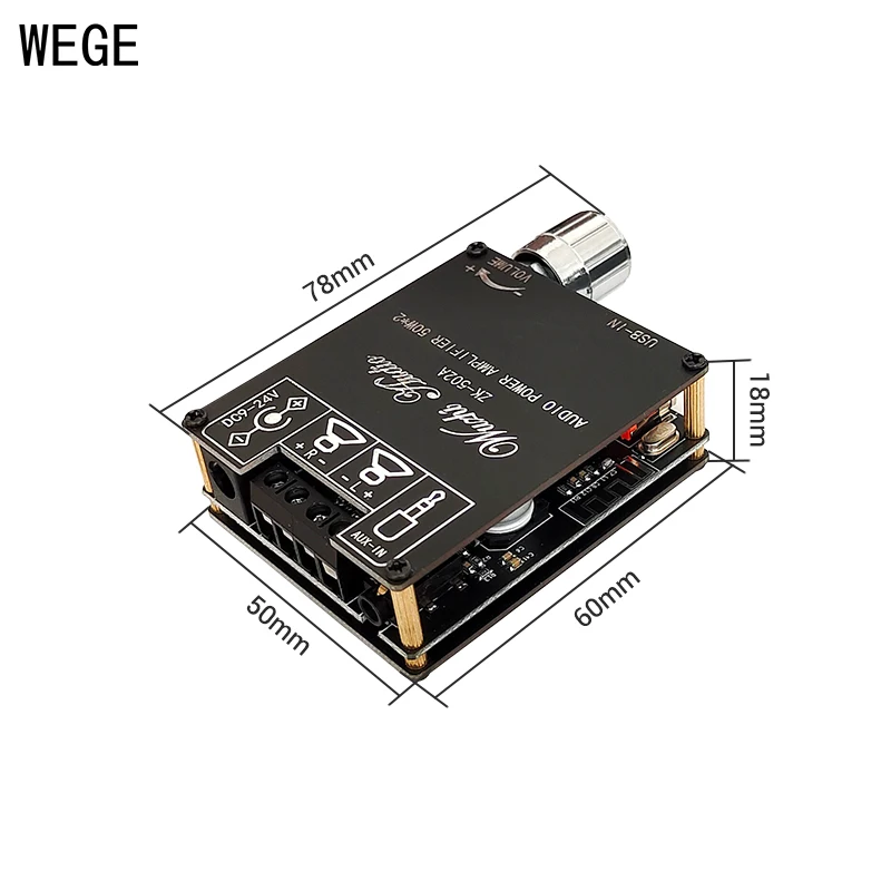 WEGE ZK-502A 50Wx2 BT Audio Digital Power Amplifier Board Speaker