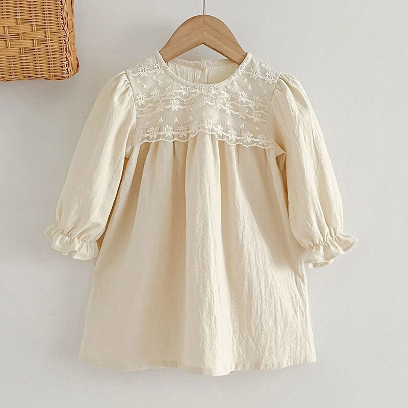 Spring Infant Kids Baby Girls Long Sleeve Solid Color Sisters Dress Autumn Newborn Baby Girls Lace Clothes Rompers