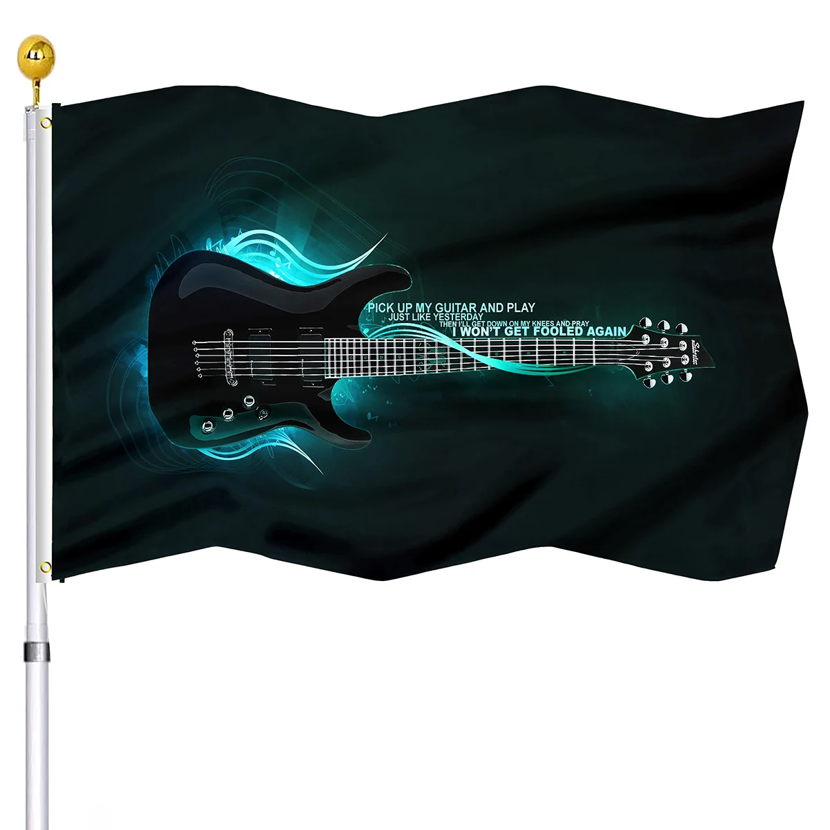 

Electric Guitar Flag Fantasy Rock Instrumen Double Stitched Flags Dorm House Club Outdoor Decorative Flag for Music Lovers Gifts