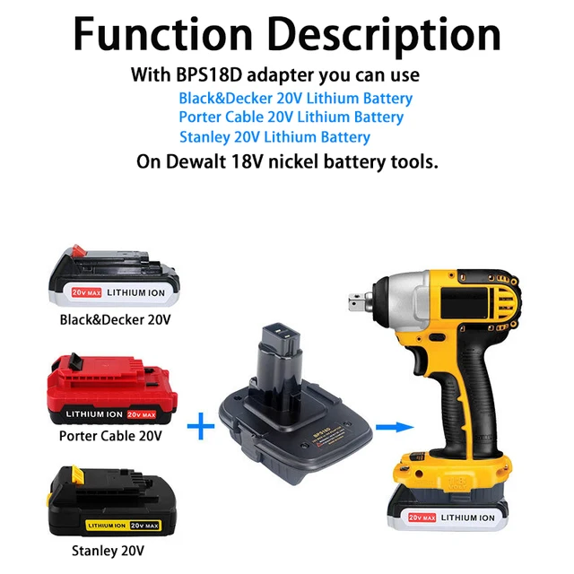 DeWalt battery adapter, to Black and Decker tools (read video