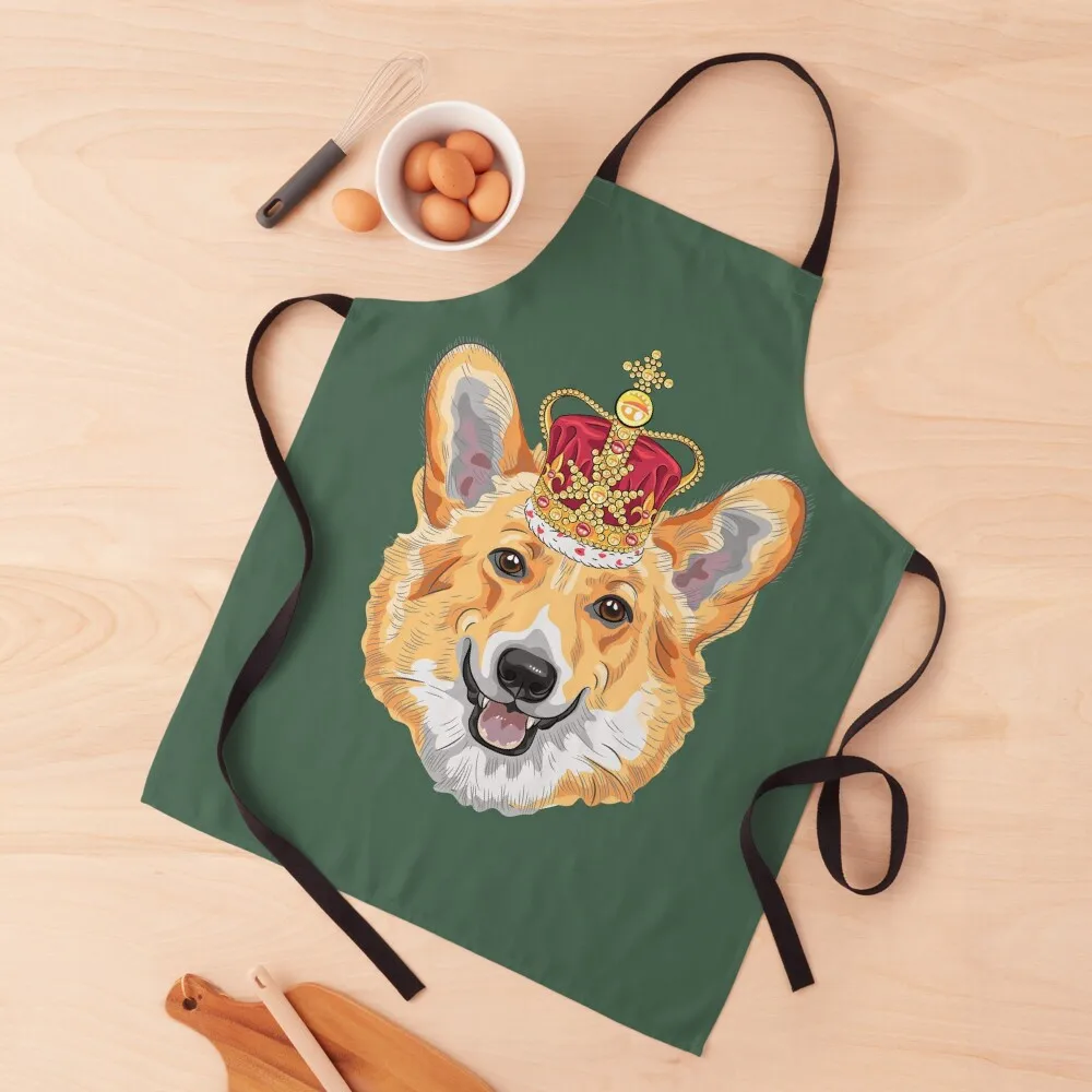 Corgi with a crown Apron Cute Kitchen Accessories Aprons Ladies