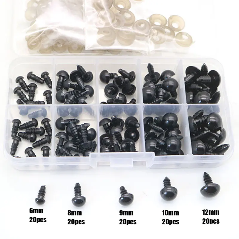 100Pcs/Set 6-12mm New Puppet Children Toy Eyes Plastic Safety Eye DIY For Anima