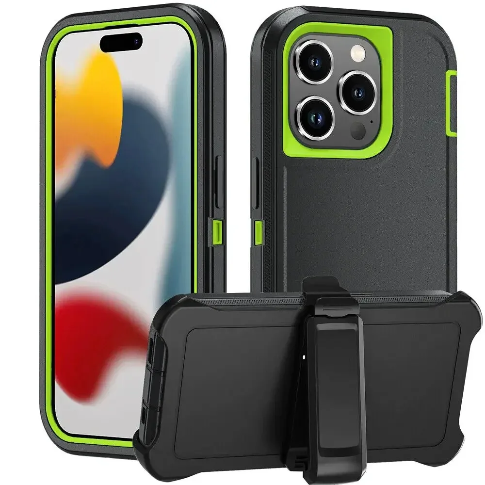 Heavy Duty 3-in-1 Defender Armor Phone Case with Back Belt Clip