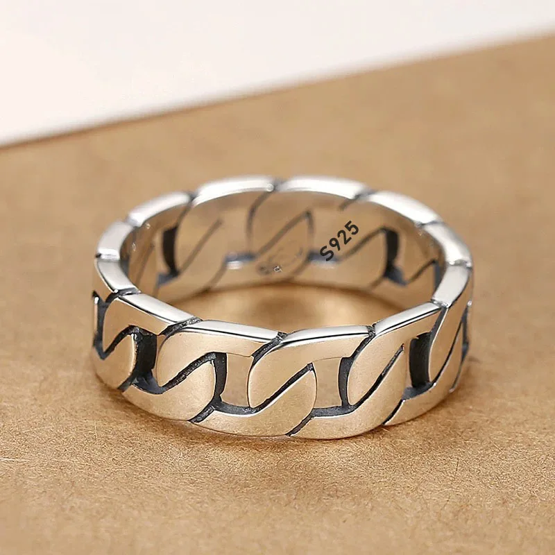 925 Sterling Silver Rings for Women Men Couple Minimalist Handmade Simple Chain Ring Party Jewelry Gift Prevent Allergy silver rings silver ring
