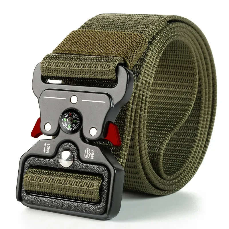Men's Belt Army Outdoor Hunting Compass Quick Release Multi Function Comvat Survival For Nylon Male Luxury Black Belts men s military outdoor tactical belt nylon fabric belts army style canvas cinturon striped male waistband ceinture tissu homme