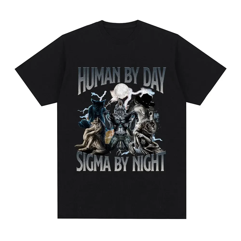 Human By Day, Wolf By Night - Funny Oversized Graphic T-Shirt