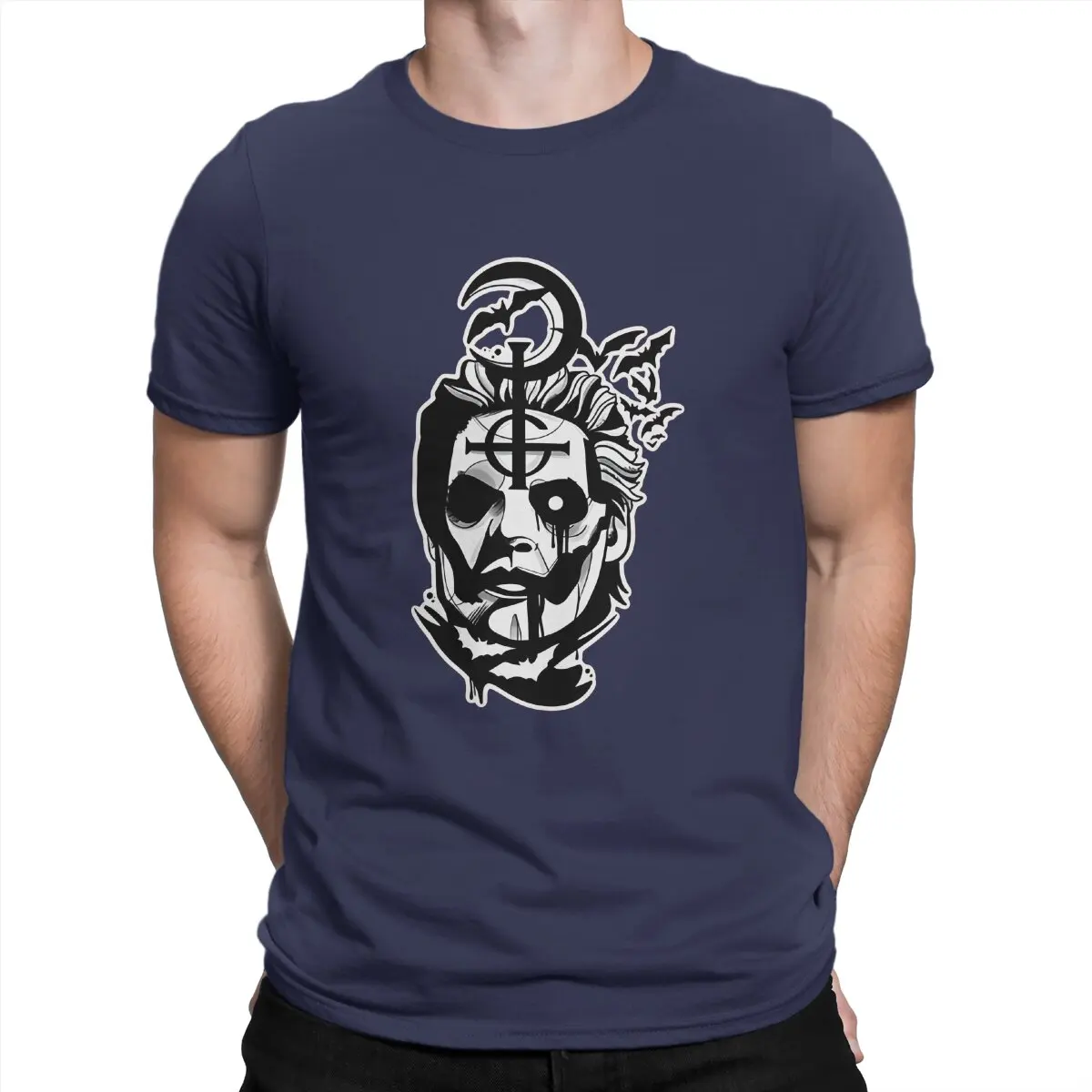 Camiseta de manga corta con cuello redondo y estampado de algodón para hombre, con la banda de los Bats de Papa Emeritus IV.