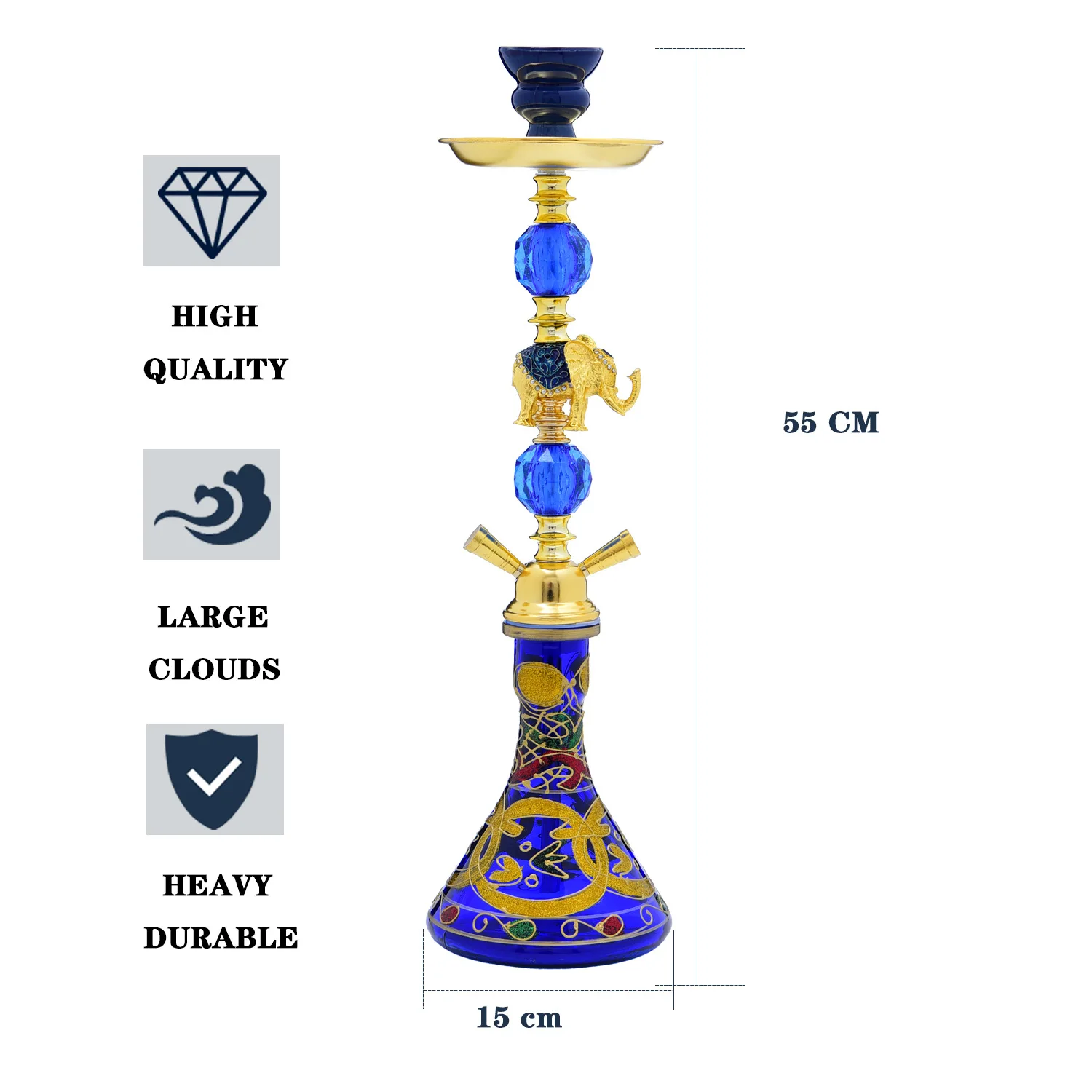 Painting Glass Hookah Pipa Narguile Completo Shisha Pipe Chicha Cachimba 2 Hoses Sisha Metal Elephant Craft Decoration Club