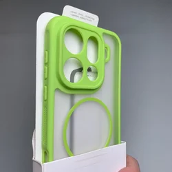 Luxury Frosted Glossy Wireless Charging Hybrid Case - Transparent Armor Cover - OPPO Find X9s Pro (Green)