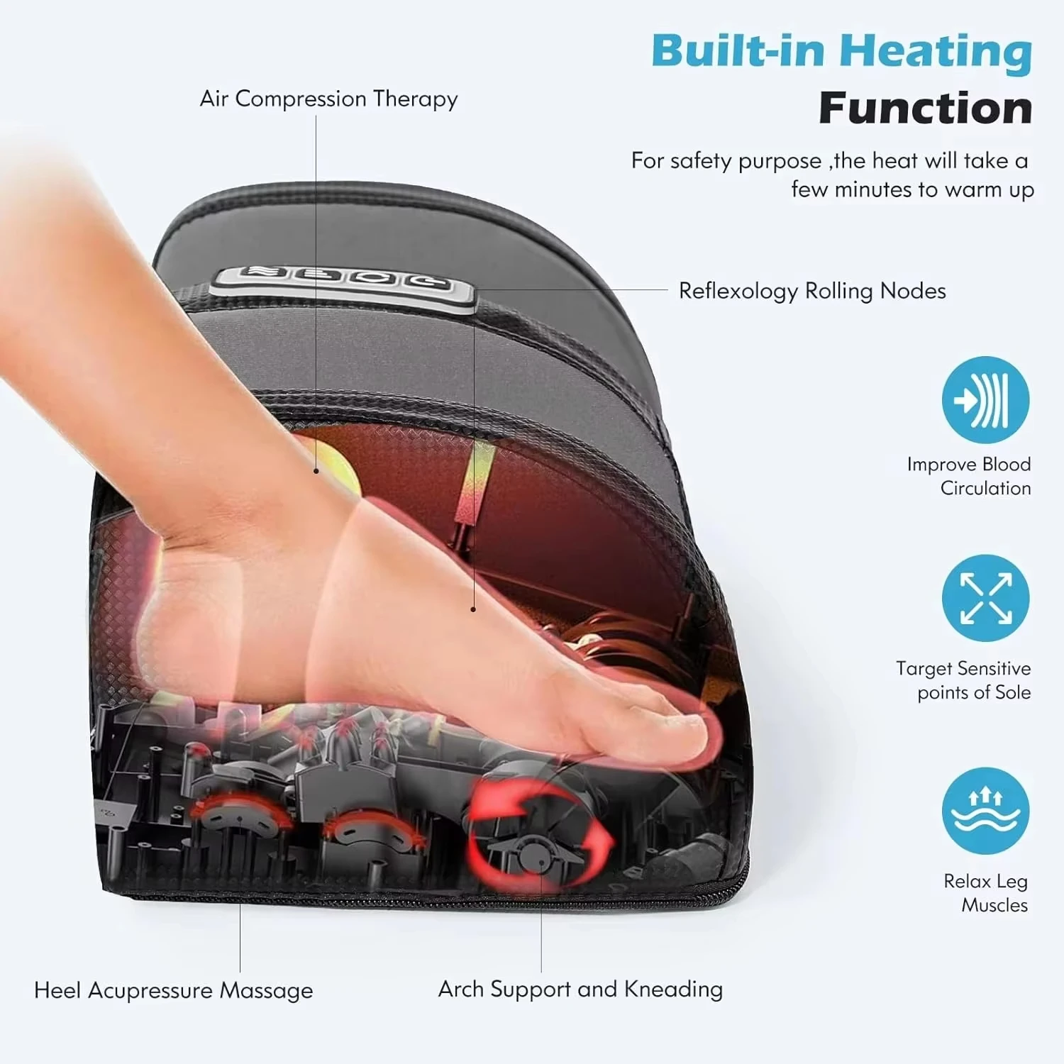 Foot Massager Shiatsu Kneading Deep Tissue Relaxation Hot Pressing Massage After Exercise Suitable For Home Use Foot Care Tool