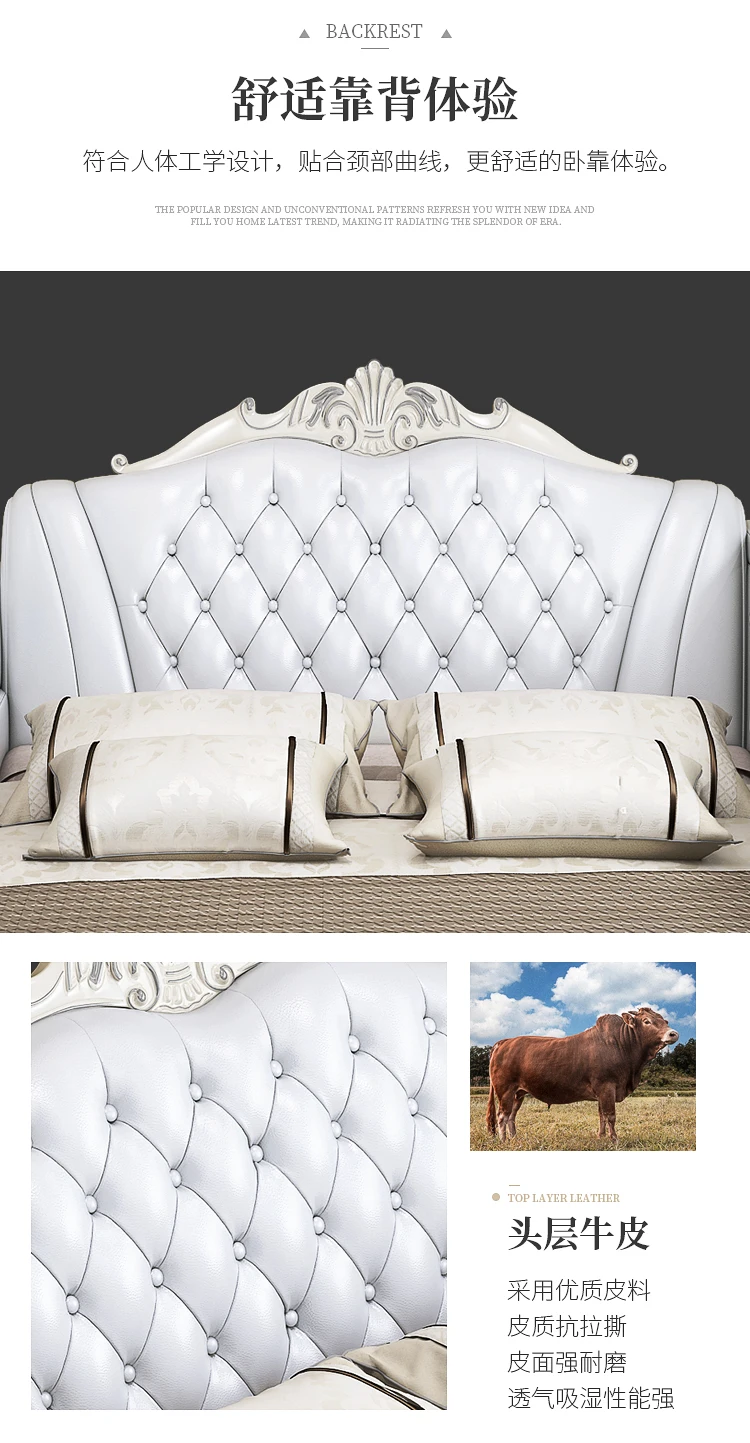 Description Picture 4 of itemWhite High End Double Bed Designer European Luxury Modern Twin Bed Frame Platform Multifunctional Cama Box Casal Furniture