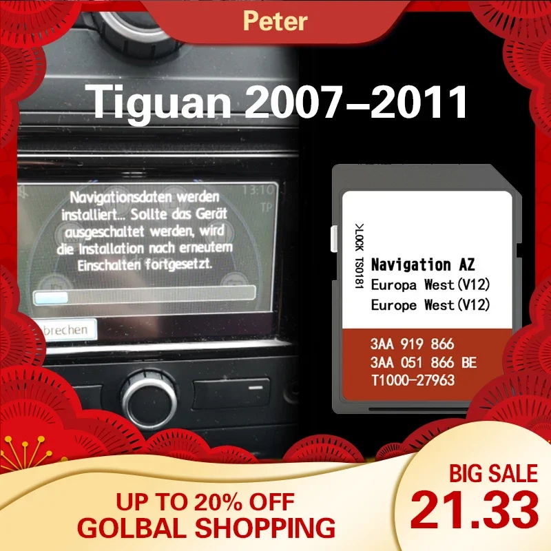 Nvidia Sat Nav Per Tiguan 2007-2011 Cover Slovacchia Repubblica Ceca Gps Az V12 West Map Card