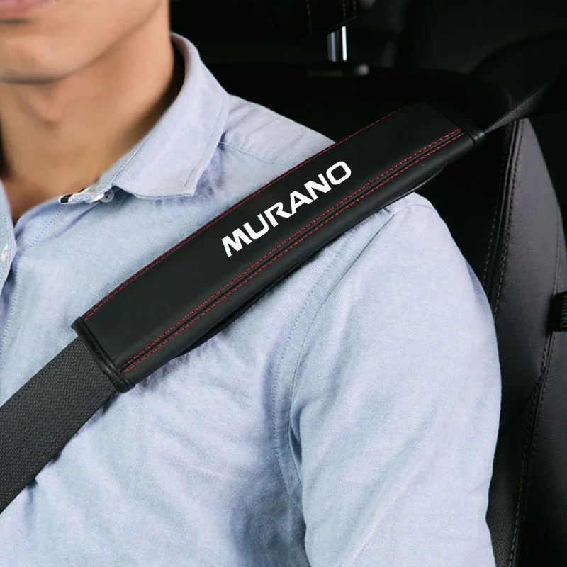 for Nissan Murano 2010 2013 2015 1pc Cowhide Car Interior Seat Belt Protector Cover For car Auto Accessories