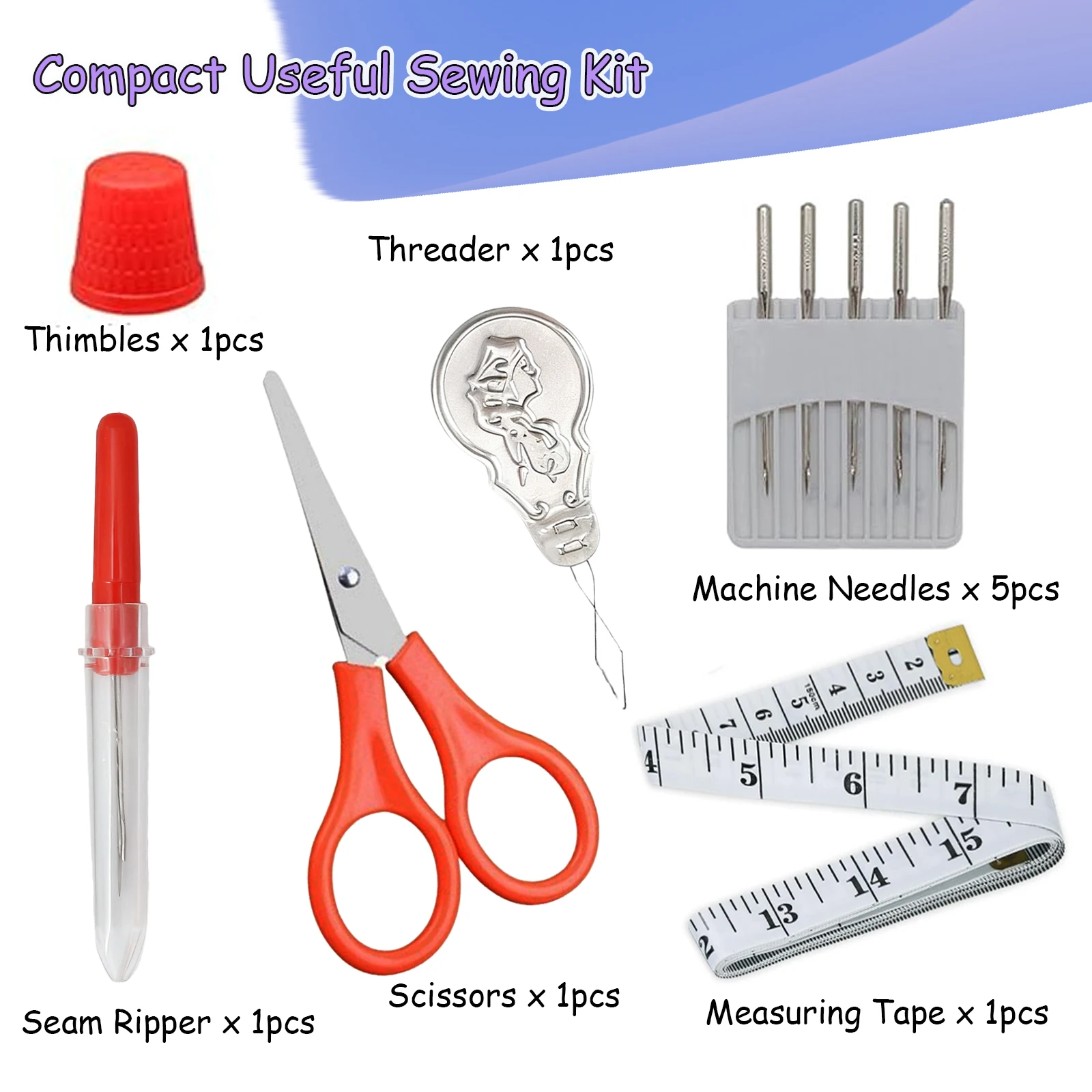 Sewing Kit with Prewound Bobbins, 42Pcs Supplies for Machine & Hand Sewing, Includes Threads, Needles, Tools, Fit Brother Singer - 3