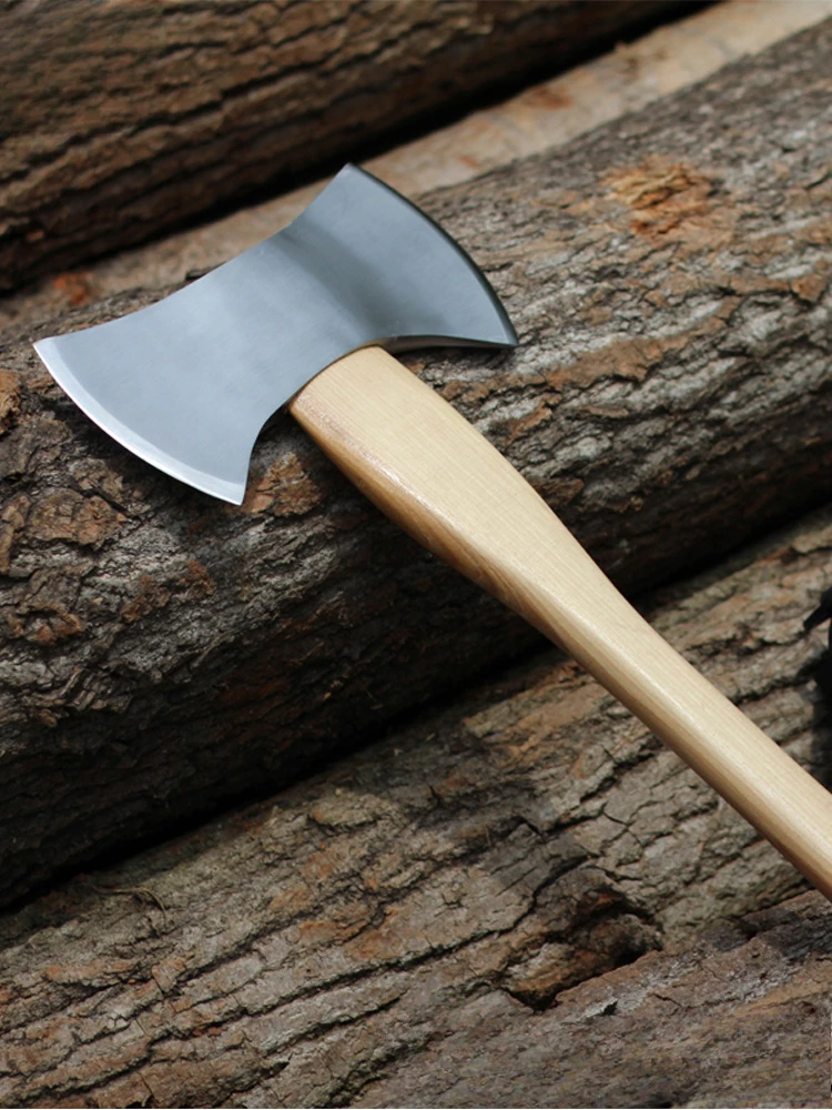 Description Picture 2 of itemDouble-bladed Axe Outdoor Wood Chopping Tree Walnut Handle Tomahawk High Hardness Fire Fighting Self-defense Axes Hand Tools