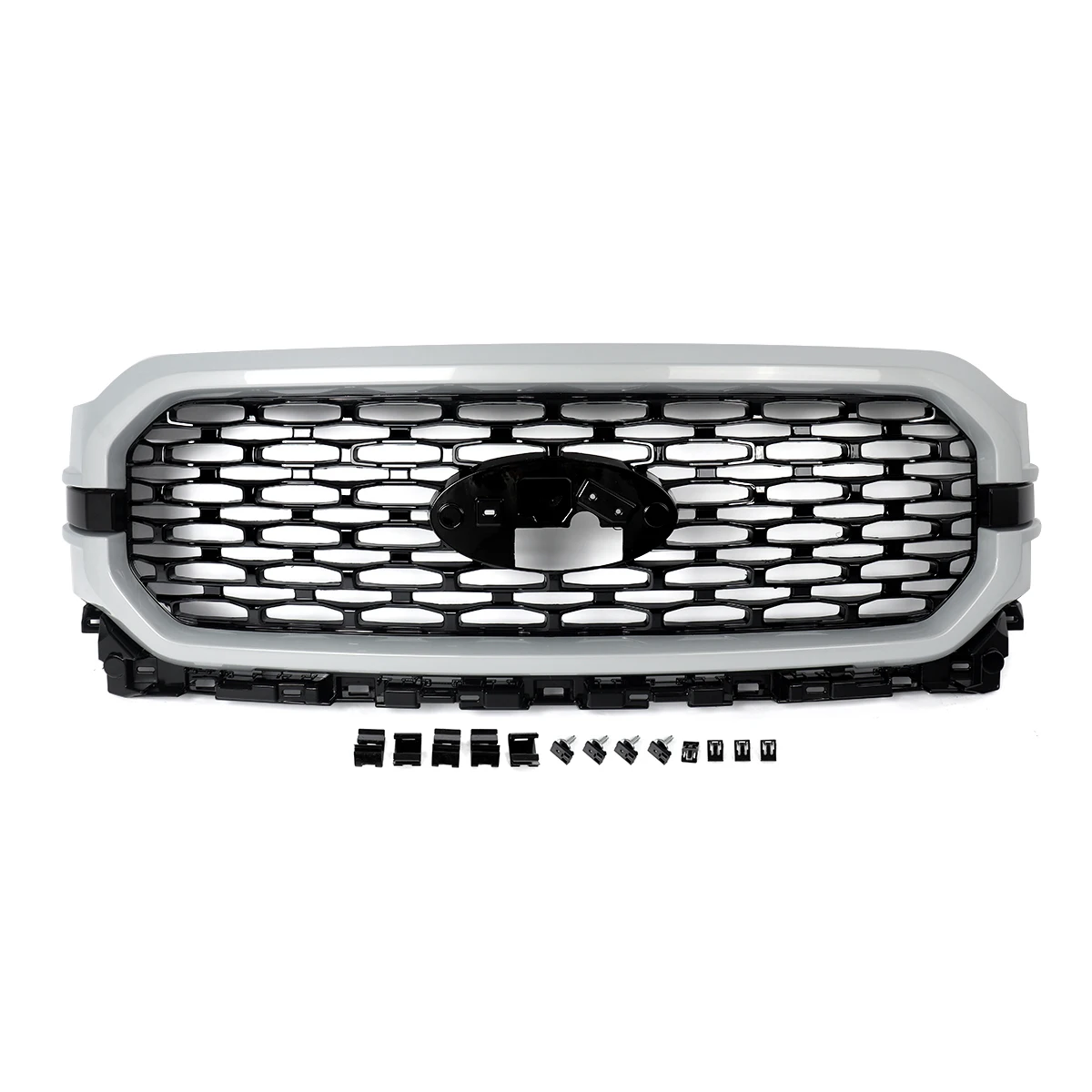 Avalanche Grey Front Upper Bumper Grille Fit For 2021-2023 Ford F150 F-150 XL XLT Honeycomb Air Inlet Mesh Grills Magickit - Image 3