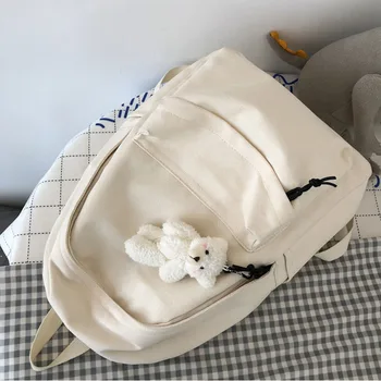 Zaino da donna Zaino da viaggio in tinta unita Zaino alla moda in tela Nuova borsa per libri scolastici per studenti Ragazze Ragazzi Zaino scolastico