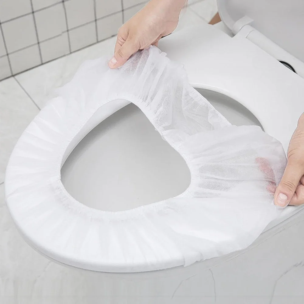 Healifty 50-Pack Disposable Toilet Seat Covers - Waterproof Portable Potty Covers For Travel & Public Restrooms