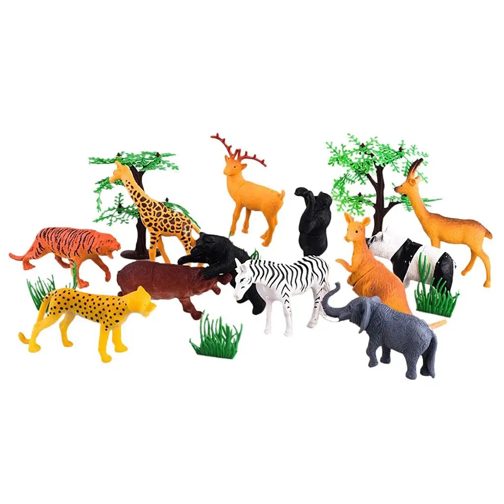 

17 Pieces Plastic Zoo Animal Animal Figure Play Figures Kids Party Toys