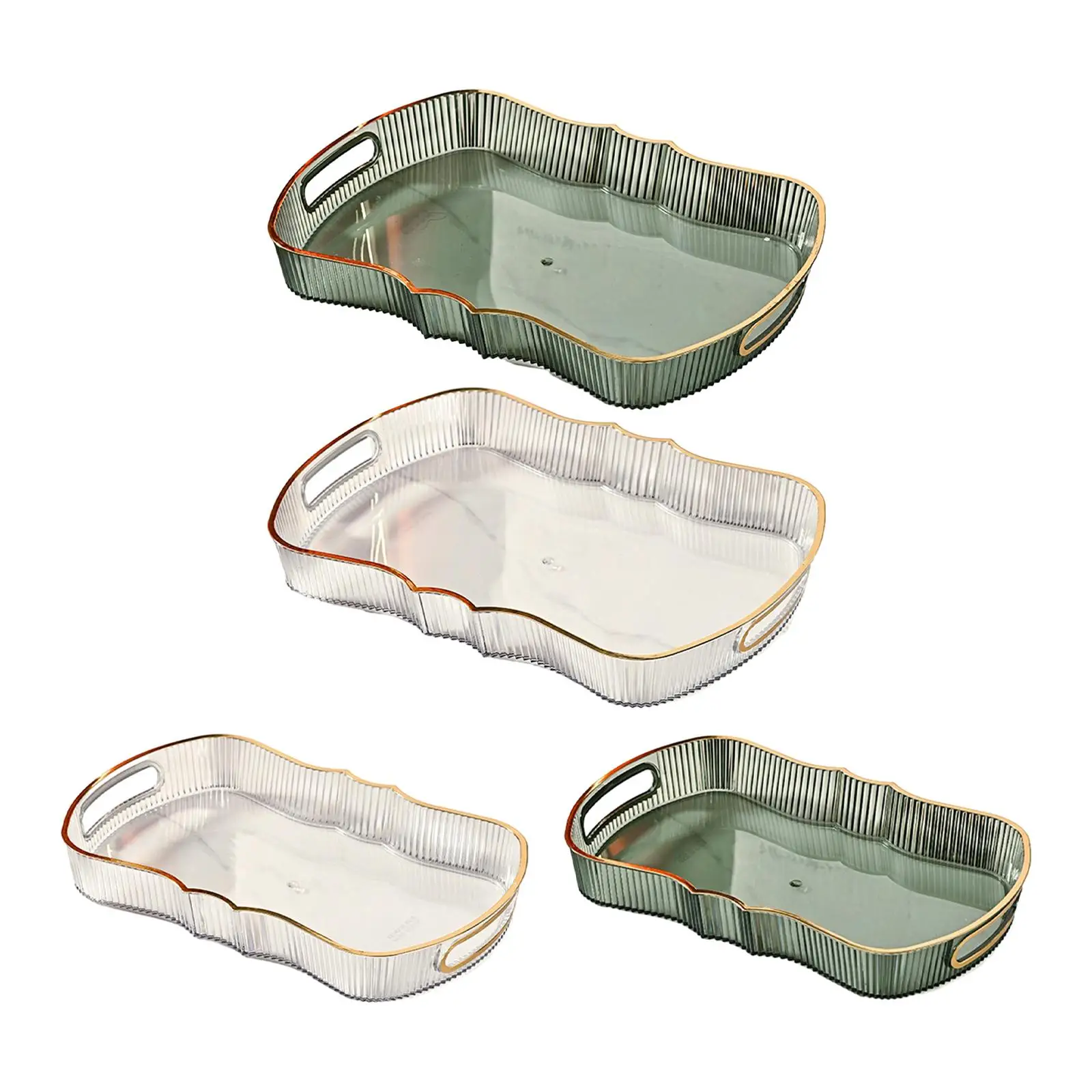 Acrylic Serving Tray Handle Jewelry Perfume Cosmetics Holder Home Kitchen Living Room Office