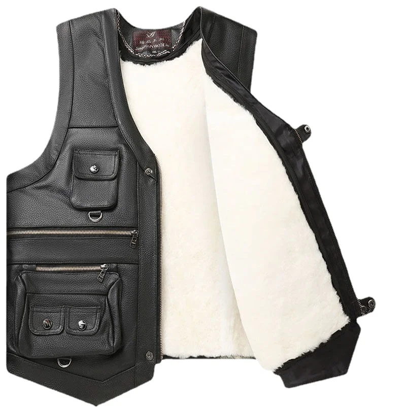

Waistcoat for Men Brand Winter Jacket Men Vest Men Zipper Mens Jacket Sleeveless Casual Winter Genuine Leather Men Sleeve E210