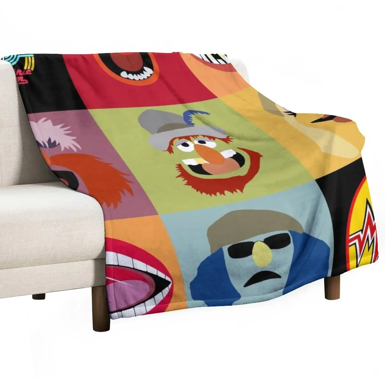 

Dr. Teeth and the Electric Mayhem Throw Blanket Flannel Fabric Designers Blankets