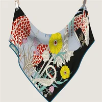 Triangle Cashmere Silk Scarf Designer Printed Luxury Pashmina Shawls for Women Hand Rolled Edges Big Stole Blanket - Image 2