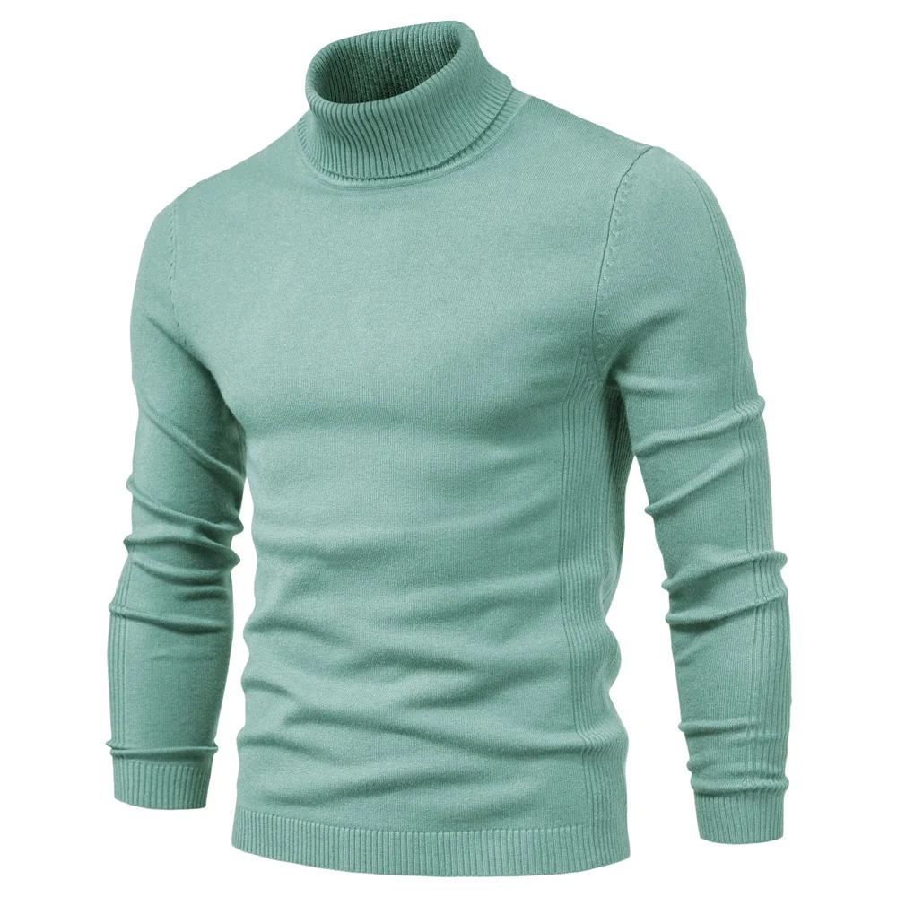 (Pack of 2) Autumn and Winter New Casual Men's Solid Color Pullover High Neck Sweater Men's Clothing Casual