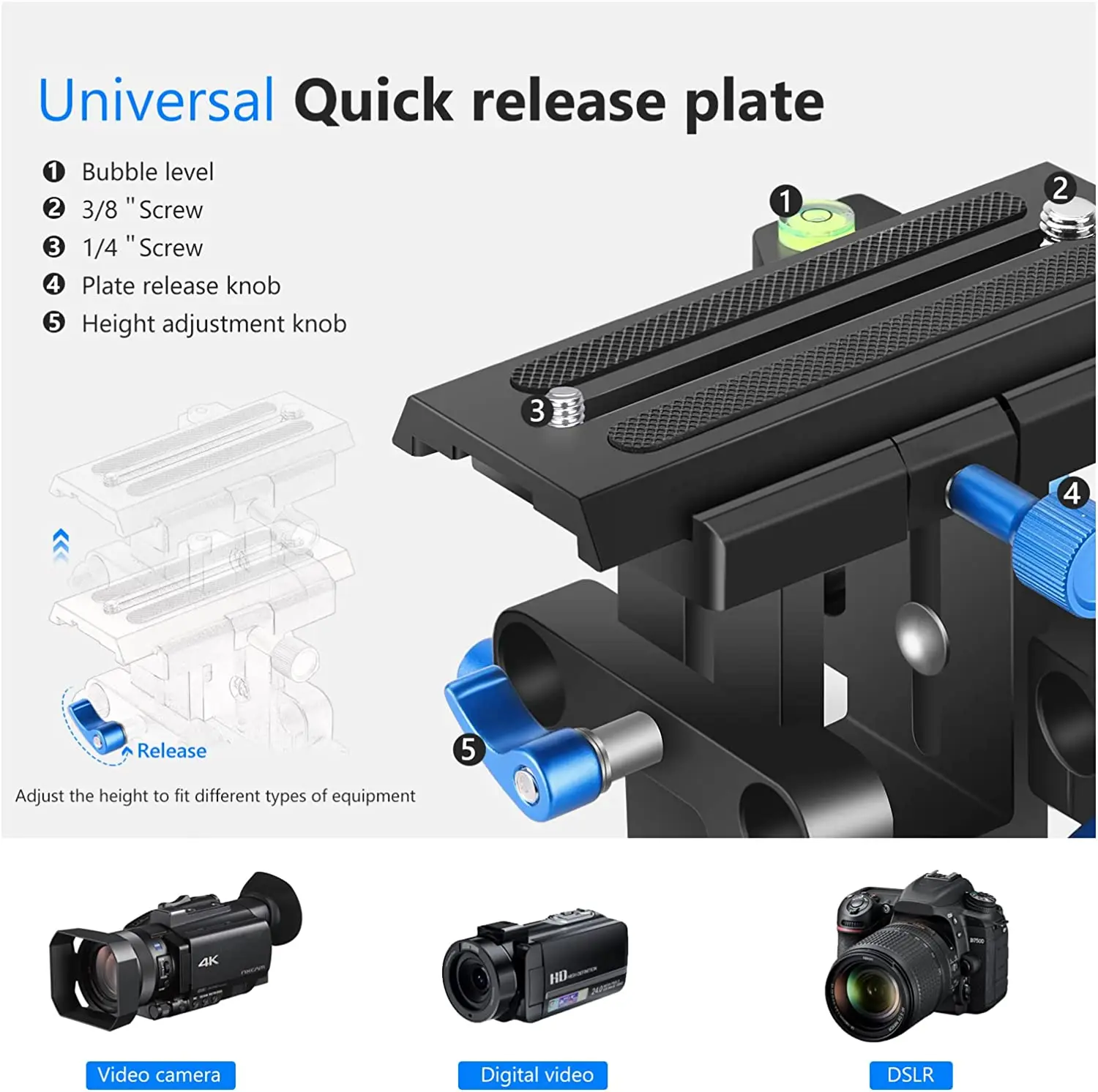 Camera Shoulder Rig Kit - Supporto A Spalla Per DSLR E Videocamere, Stabilizzatore Video - Foto 12