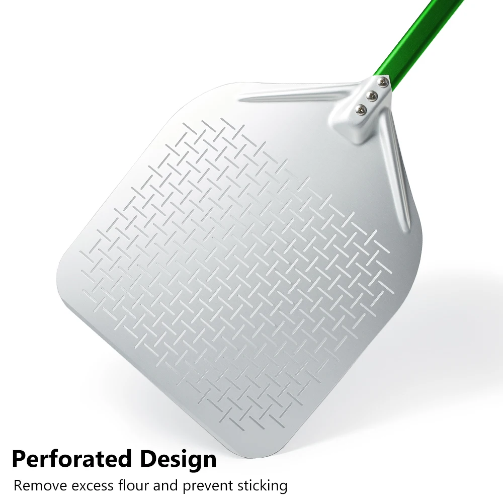 SHANGPEIXUAN 14/13/12 Inch Pizza Peel Anodized Pizza Paddle Perforated Shovel Aluminum Alloy Spatulas Oven Accessories