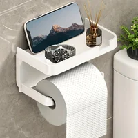 1pc Toilet Paper Holder - Space-Saving Wall-Mounted Perforated Storage Rack with Toilet Manager Holder 1